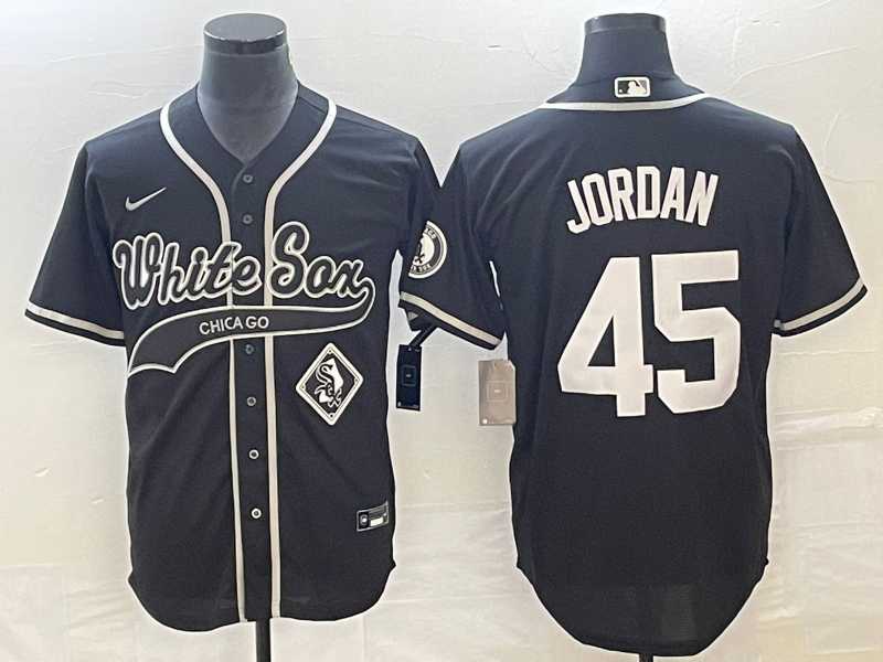 Mens Chicago White Sox #45 Michael Jordan Black Cool Base Stitched Jersey